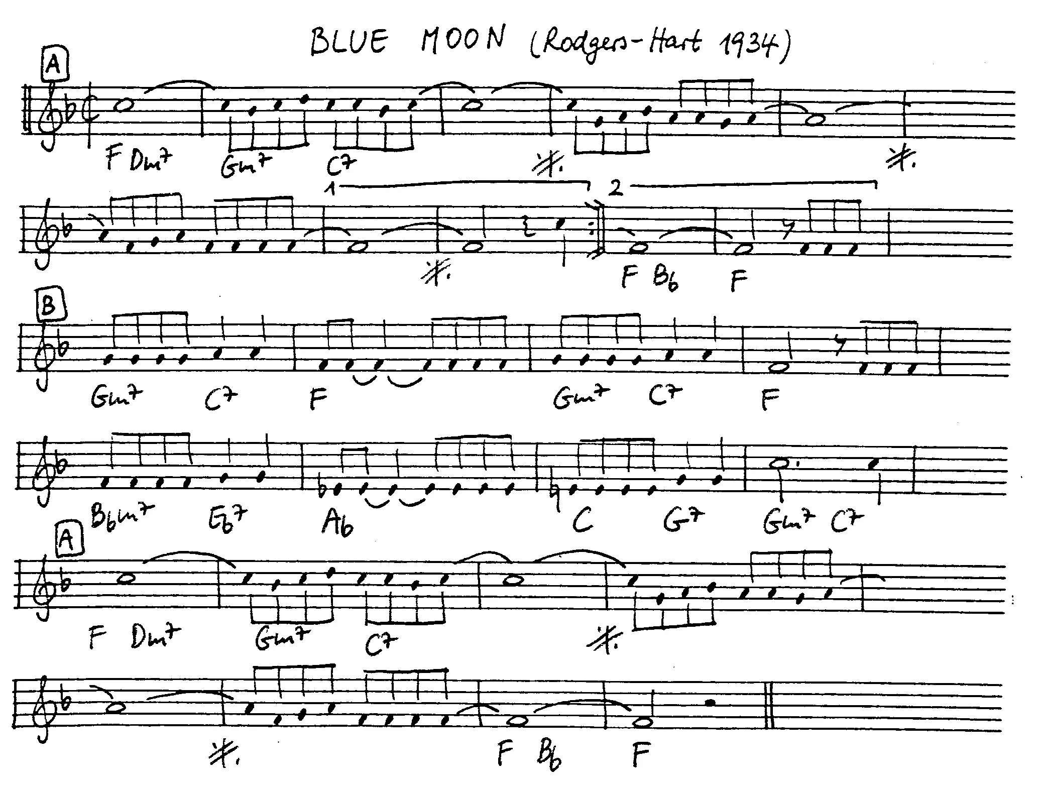 blue moon free jazz leadsheet - Courtesy of the Jungle Jazz Band